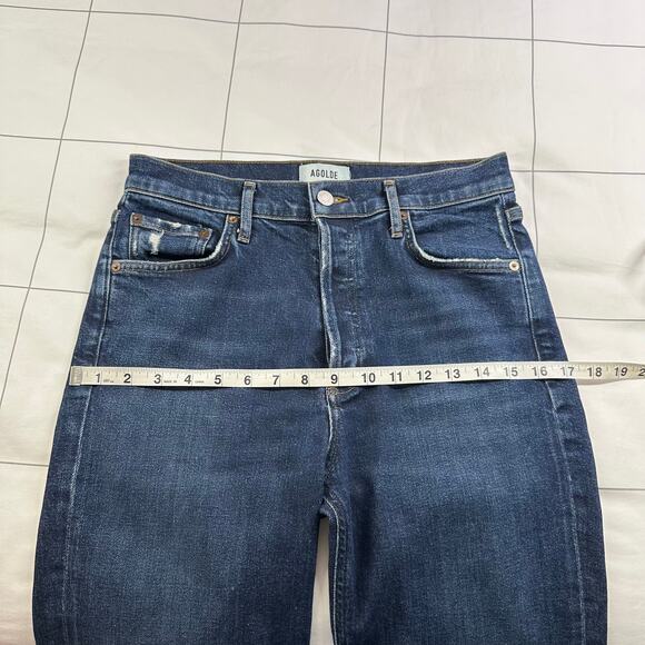 Agolde Jeans Women 27 Blue Nico High Rise Slim Cabana Button Fly Dark Wash Denim - Picture 9 of 13